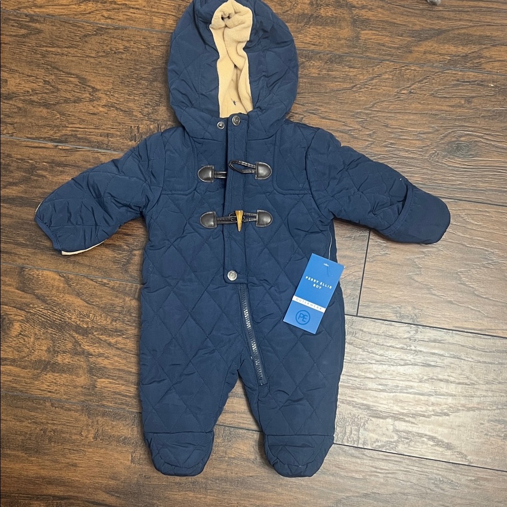 Perry Ellis Navy Quilted Baby Snowsuit